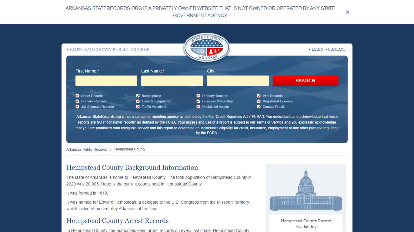 Hempstead County Arrest, Court, and Public Records | StateRecords.org