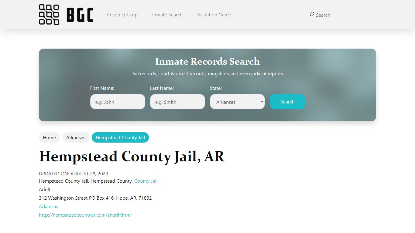 Hempstead County Jail, AR Inmate Search, Mugshots, Visitation, Phone no ...