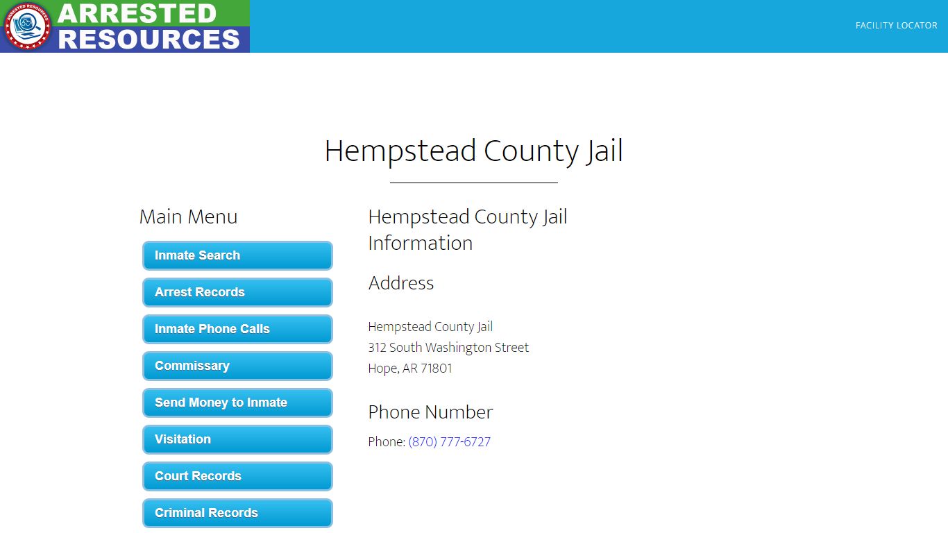 Hempstead County Jail - Inmate Search - Hope, AR